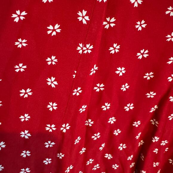 Reformation Floral Puff Sleeve Bard Mini Dress Red Back Tie Button Sz 12 - Picture 10 of 12